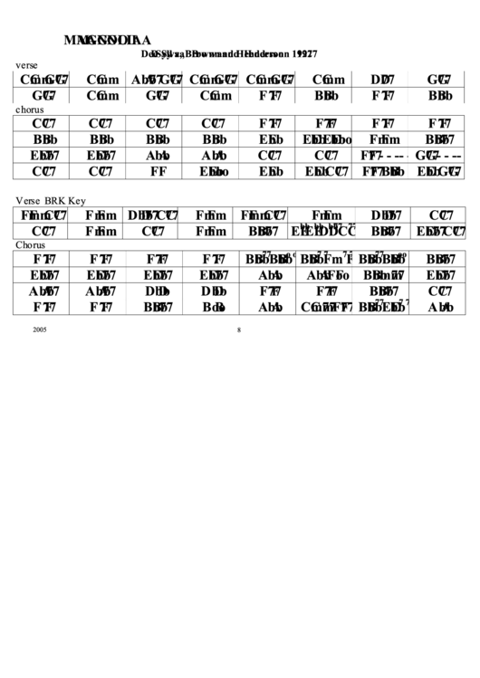 Magnolia Chord Chart Printable pdf