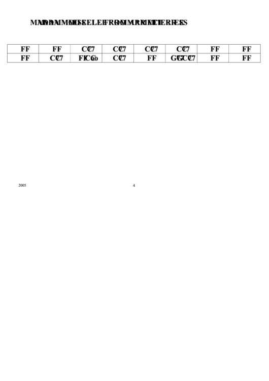 Madammoiselle From Armetieries Chord Chart - 2005 Printable pdf