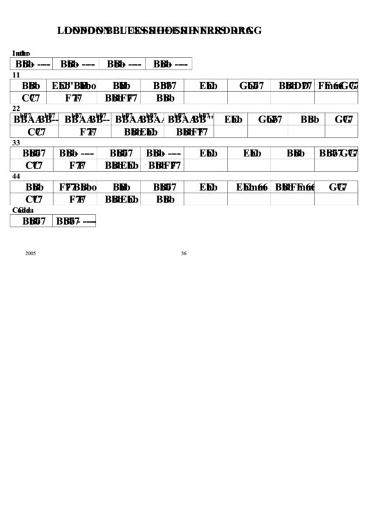 London Blues Shoe Shiners Drag Chord Chart Printable pdf