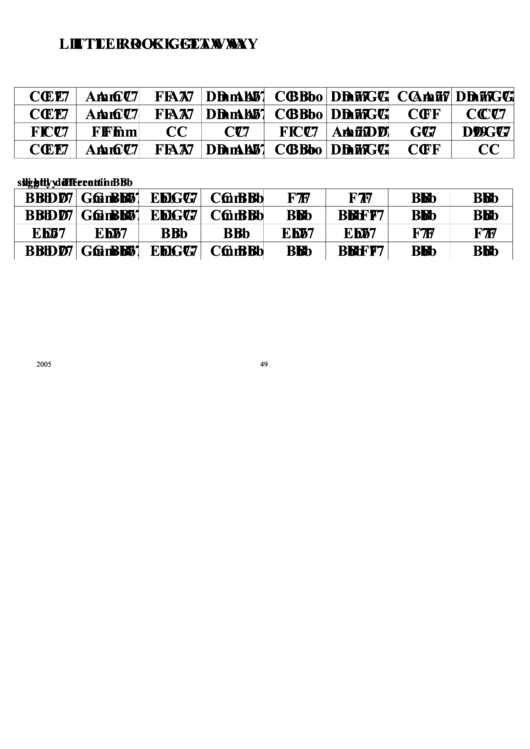 Little Rock Getaway Chord Chart Printable pdf