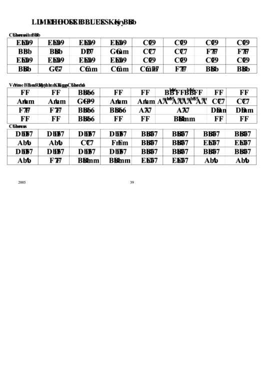 Limehouse Blues (Key Bb) Chord Chart Printable pdf
