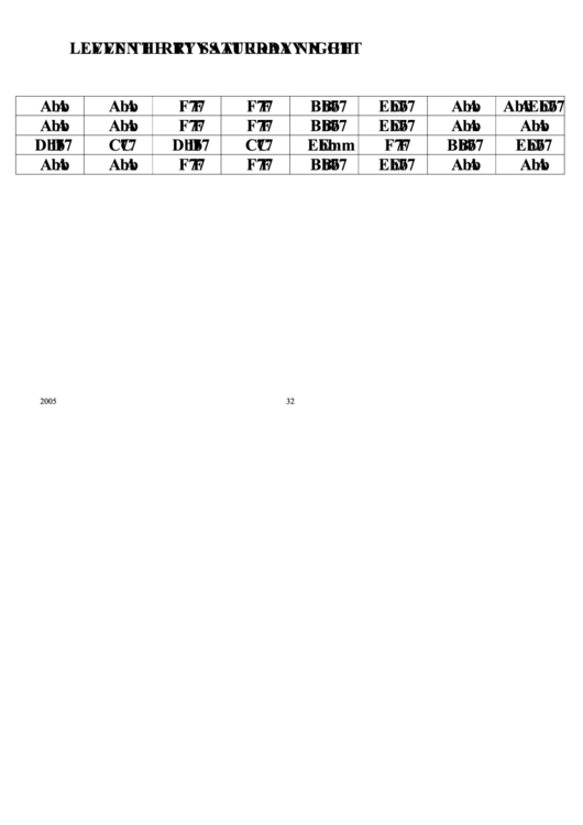 Leven Thirty Saturday Night Chord Chart Printable pdf