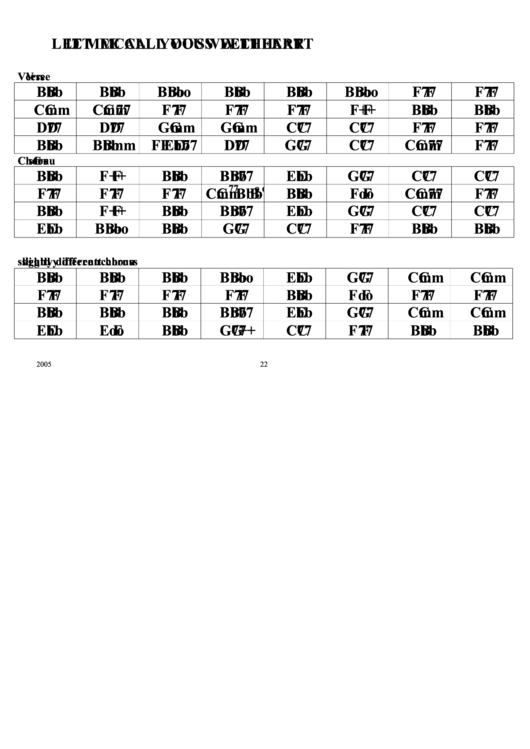 Let Me Call You Sweetheart Chord Chart Printable pdf