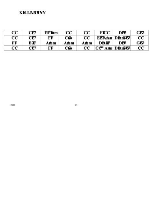 Killarny Chord Chart Printable pdf