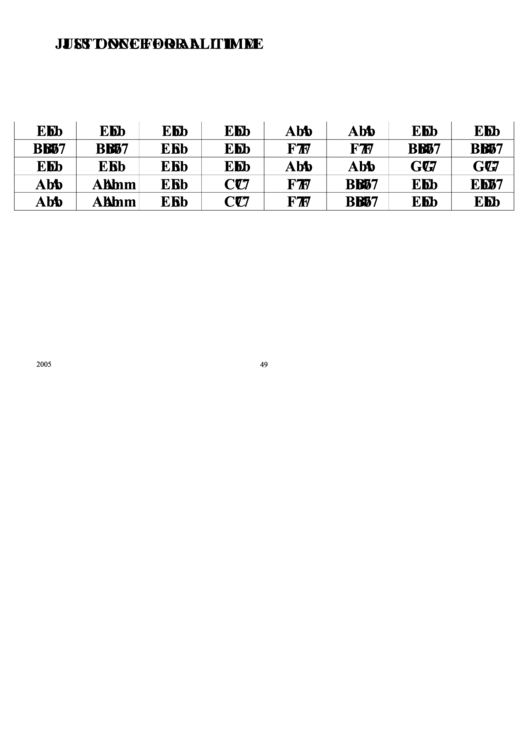 Just Once For All Time Chord Chart Printable pdf