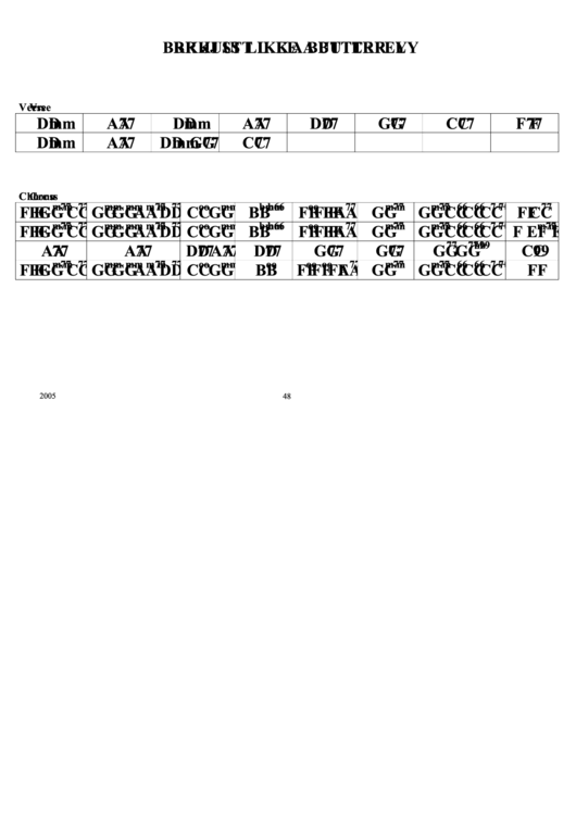 Brk Just Like A Butterfly Chord Chart Printable pdf