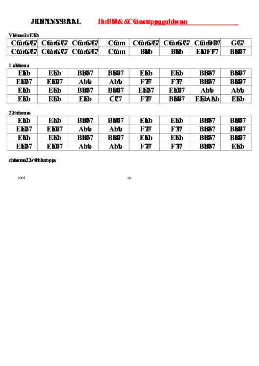 Jennys Ball (In Bb And C Next Page) Chord Chart Printable pdf