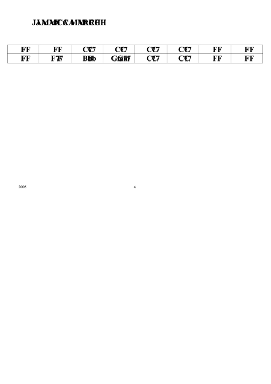 Jamaica March Chord Chart - 2005 Printable pdf