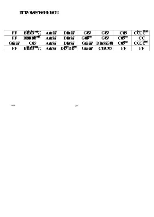 Jazz Chord Chart - It Was For You Printable pdf