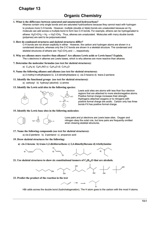 Organic Chemistry Sheet Printable pdf