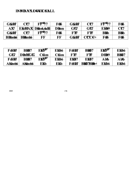 Jazz Chord Chart - Indian Love Call Printable pdf