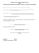 Resignation Of Registered Agent For Limited Partnership Or Limited Liability Limited Partnership Form