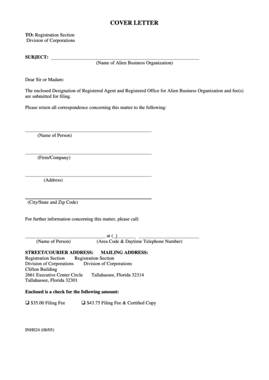 Fillable Designation Of Registered Agent And Registered Office For Alien Business Organization Form Printable pdf