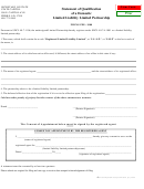 Statement Of Qualification Of A Domestic Limited Liability Limited Partnership Form