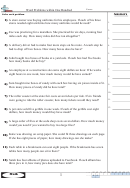 Word Problems Within One Hundred Worksheet