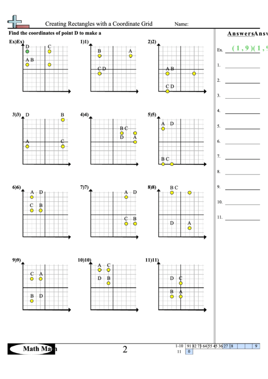 Creating Rectangles With A Coordinate Grid Worksheet With Answer Key Printable pdf