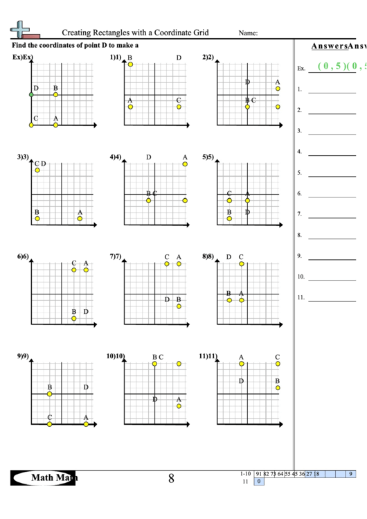 Creating Rectangles With A Coordinate Grid Worksheet With Answer Key Printable pdf