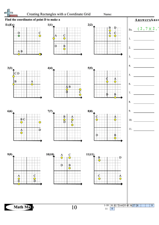 Creating Rectangles With A Coordinate Grid Worksheet With Answer Key ...
