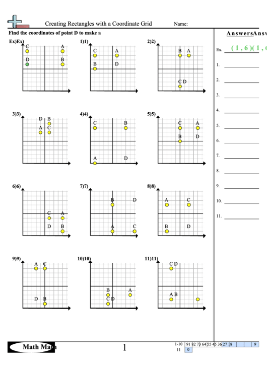 Creating Rectangles With A Coordinate Grid Worksheet With Answer Key 