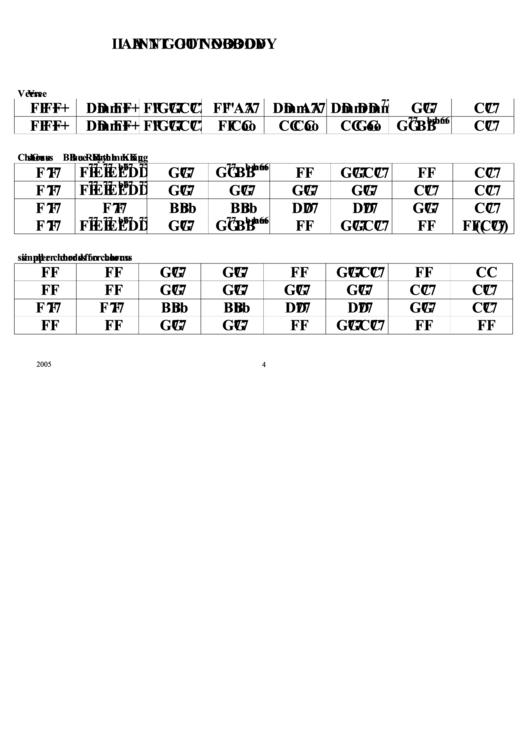 I Aint Got Nobody Chord Chart Printable pdf