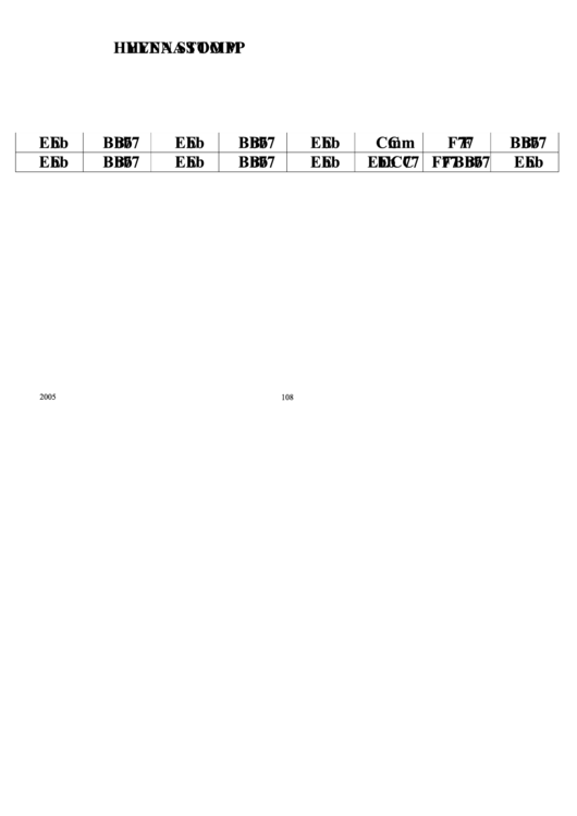 Hyena Stomp Jazz Chord Chart Printable pdf