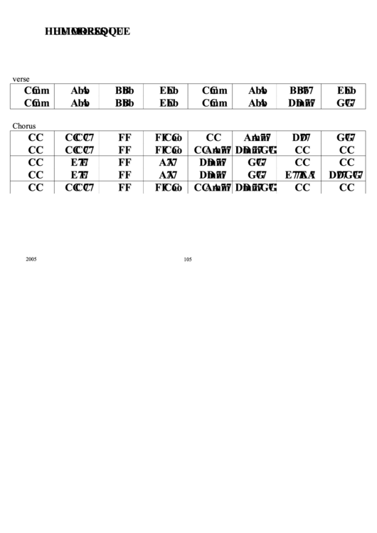 Humoresque Jazz Chord Chart Printable pdf