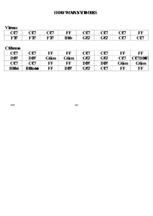 How Many Times Chord Chart Printable pdf