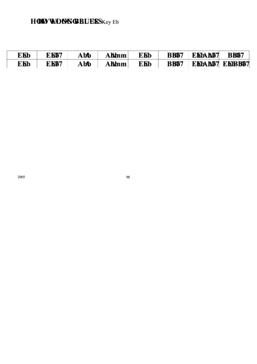 How Long Blues (Key Eb) Chord Chart Printable pdf