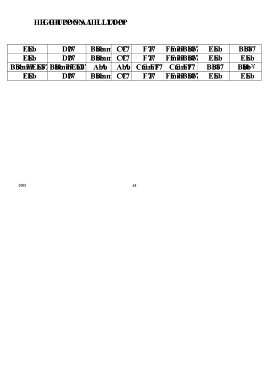 Highupon A Hilltop Chord Chart Printable pdf