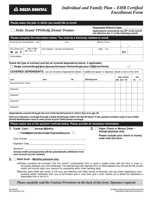 Form 2013-060-Dd - Individual And Family Plan Enrollment Printable pdf