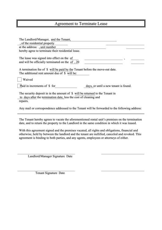 Lease Termination Form