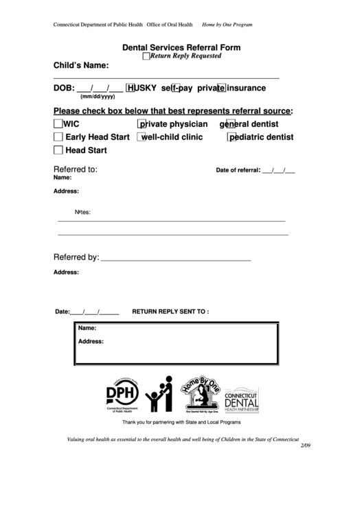 Dental Services Referral Form Printable pdf