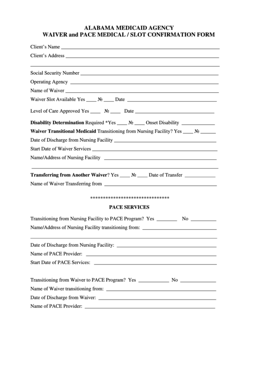 Medicaid Agency Waiver Printable pdf