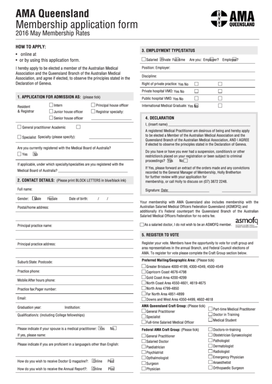 Australian Medical Association Membership Form Printable pdf
