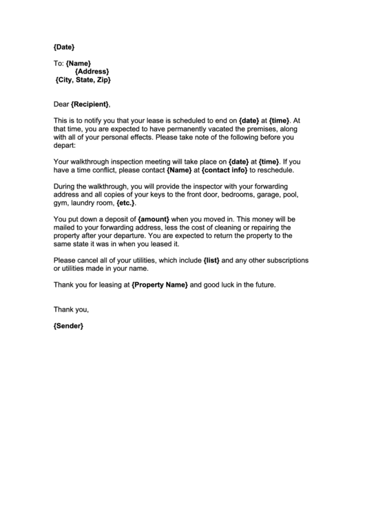 Landlord Move Out Letter Template printable pdf download