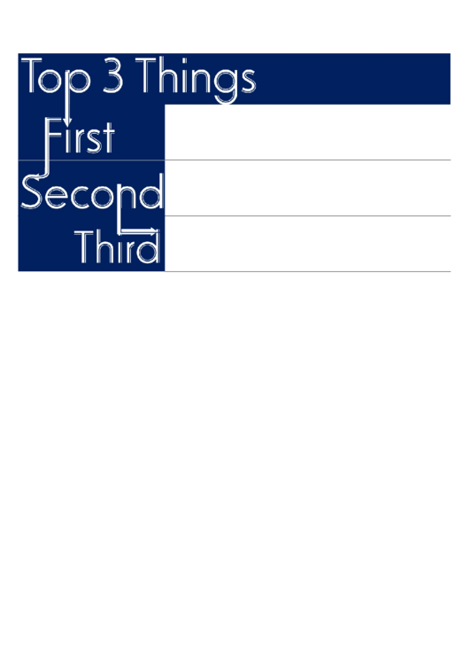 Top 3 Things - First, Second & Third Printable pdf