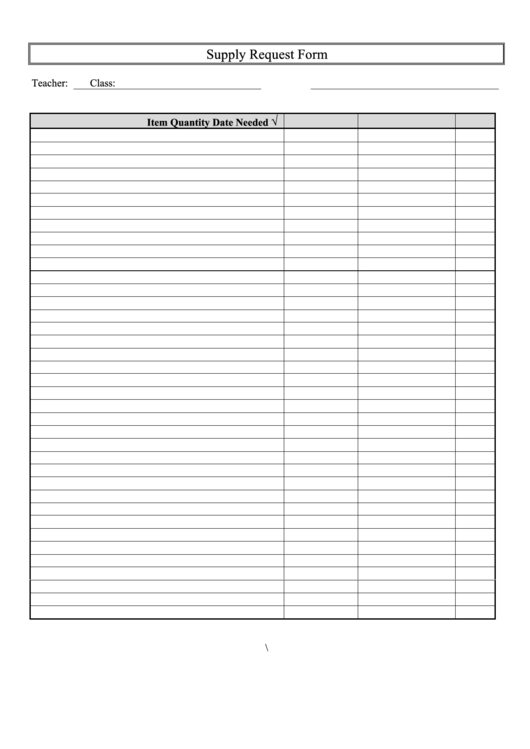 Supply Request Form Printable pdf