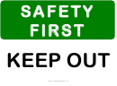 Safety First Sign Template