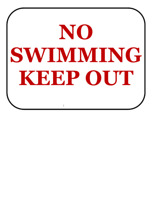 Fillable No Swimming Sign Template Printable pdf