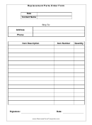 Replacement Parts Order Form Template