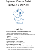 2-year-old Welcome Packet - Hippo Classroom Supply List Template