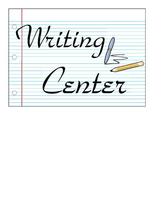 Writing Center Sign Template Printable pdf