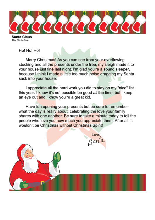 Santa Letter Template Printable pdf