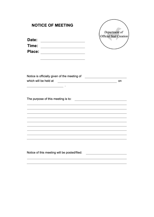 Notice Of Meeting Template Printable pdf