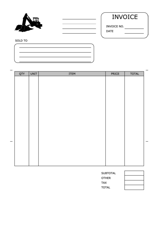 Excavation Invoice Template printable pdf download