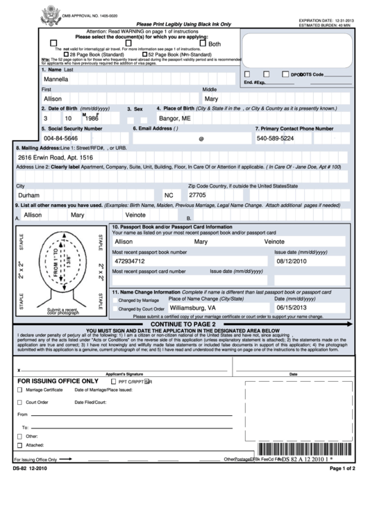 Fillable Form Ds 82 Us Passport Renewal Application For Eligible Individuals Page 5 Of 7 In Pdf