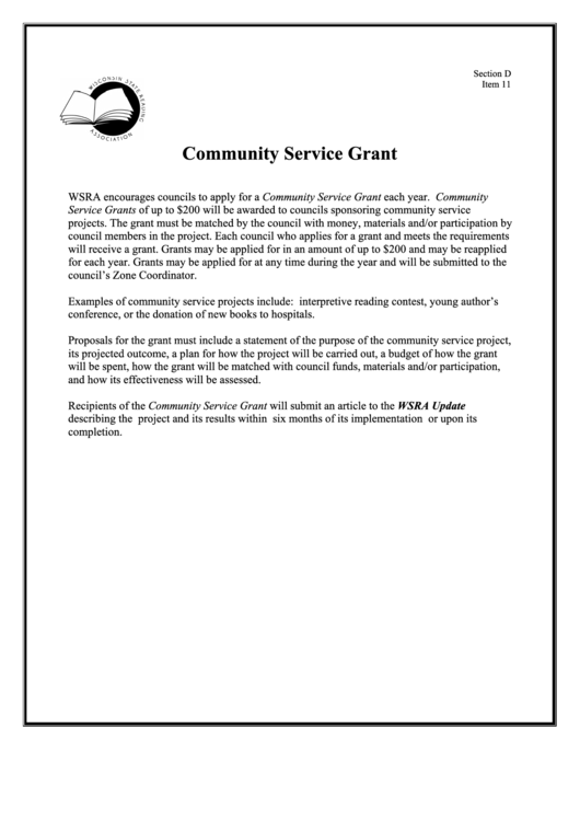 Community Service Grant