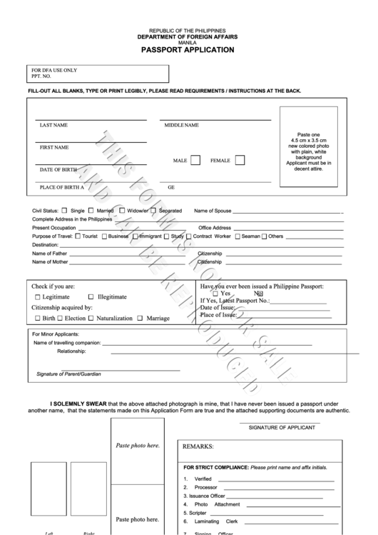 Passport Application Printable pdf