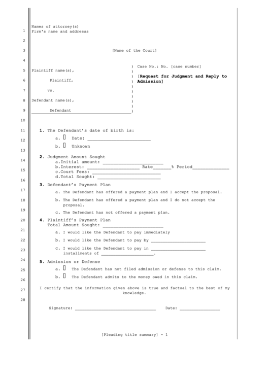 Legal Pleading Paper Template Printable pdf
