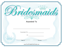 Bridesmaids Certificate Template